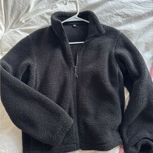 Cozy Black UNISEX Fleece Jacket XXS